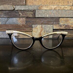 1950s Cat Eye Silver Black Glasses Retro Vintage with Case
